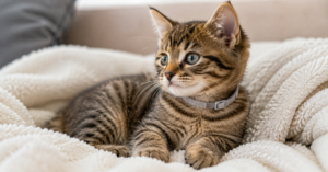 kitten wearing a properly fitted flea and tick collar